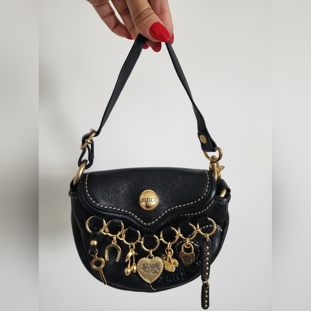 Juicy Couture Black Leather Charm Bag.
